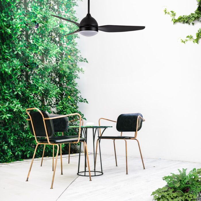 מאוורר תקרה לפרגולה 50″ DOLFIN כולל שלט ותאורה בצבע שחור, מנוע DC