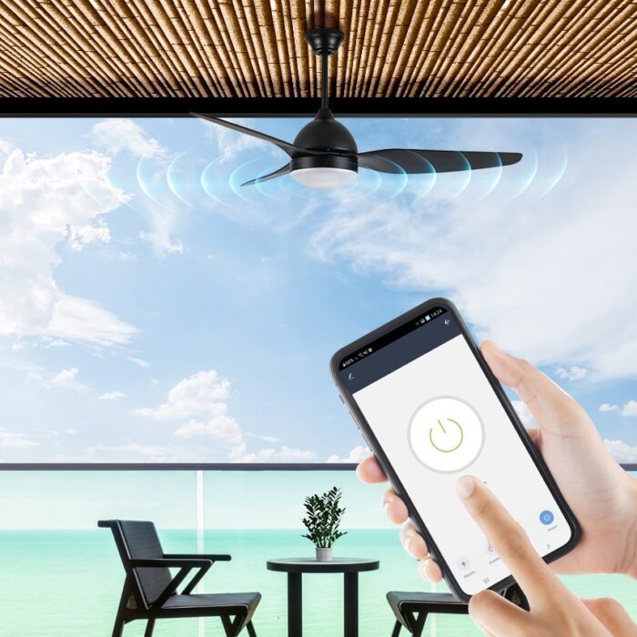 מאוורר תקרה לפרגולה דגם דולפין לבן עם תאורה WIFI ושלט