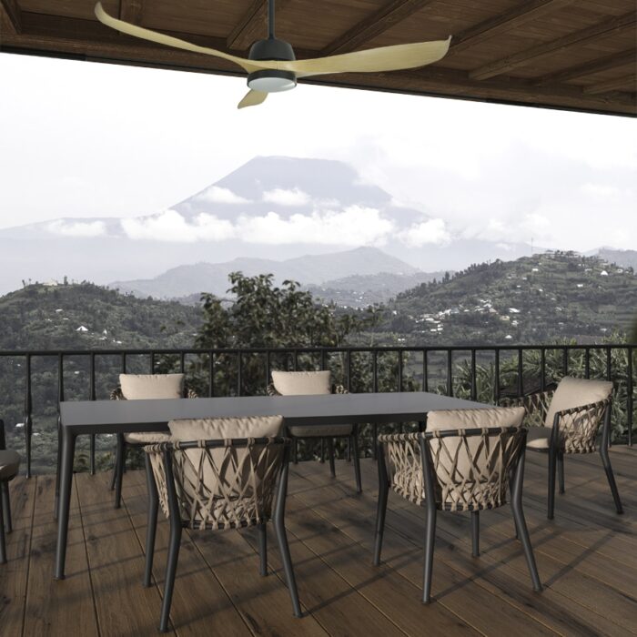 מאוורר תקרה לפרגולה/מרפסת 56″ ATLANTA שחור/עץ כולל תאורה, מנוע DC