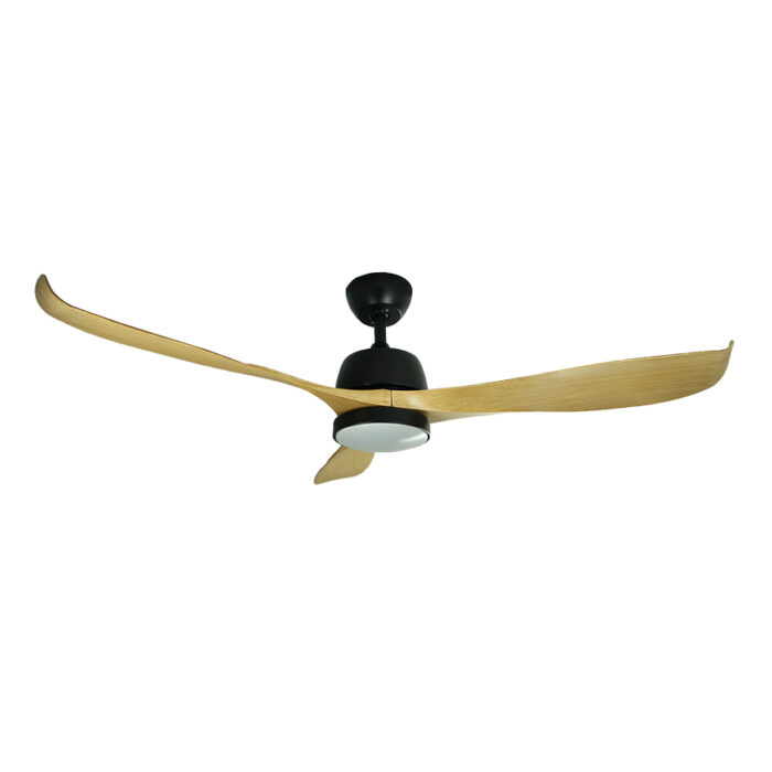 מאוורר תקרה לפרגולה/מרפסת 56″ ATLANTA שחור/עץ כולל תאורה, מנוע DC