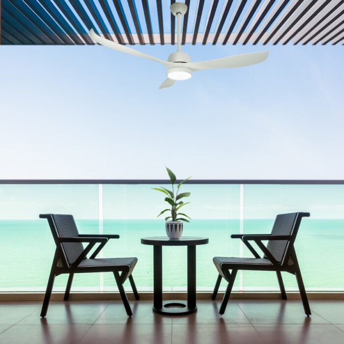 מאוורר תקרה לפרגולה/מרפסת 56″ ATLANTA לבן כולל תאורה, מנוע DC