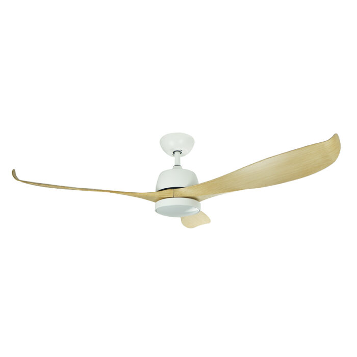 מאוורר תקרה לפרגולה/מרפסת 56″ ATLANTA לבן/עץ כולל תאורה, מנוע DC