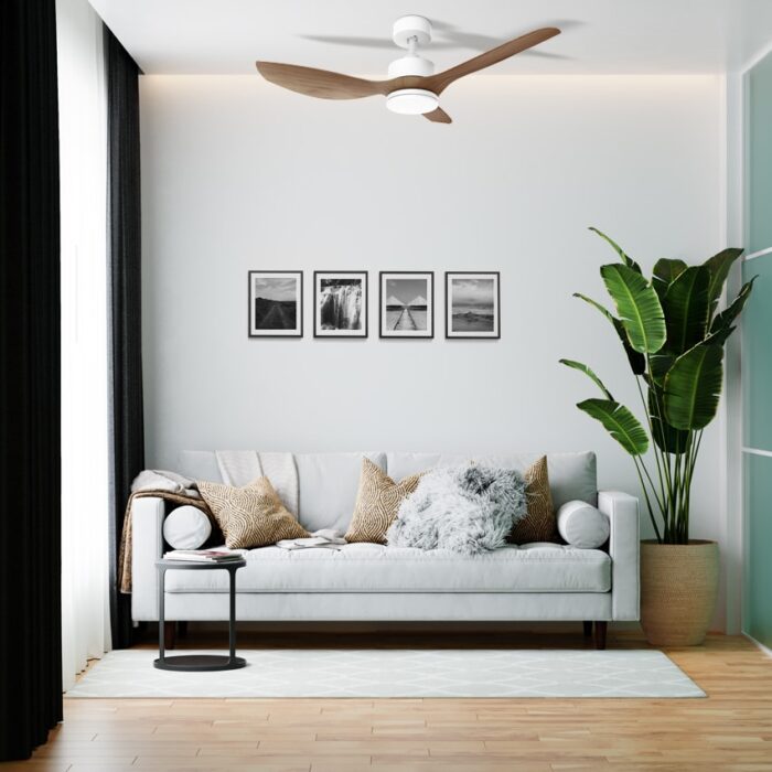 מאוורר תקרה 42″ CLASSICO בצבע עץ טבעי כולל שלט ותאורה, מנוע DC