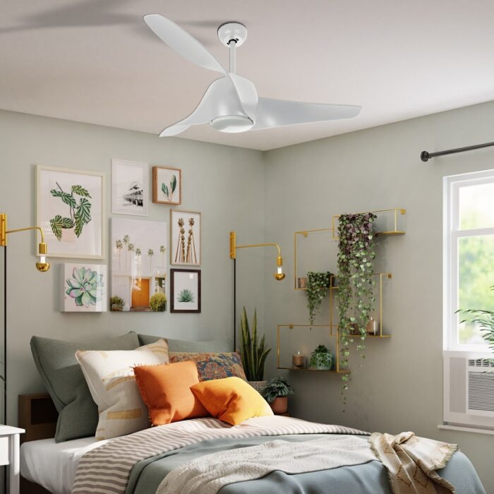 מאוורר תקרה פרימיום 52″ EMANUEL כולל שלט ו-LED מובנה 22W בצבע לבן, מנוע DC