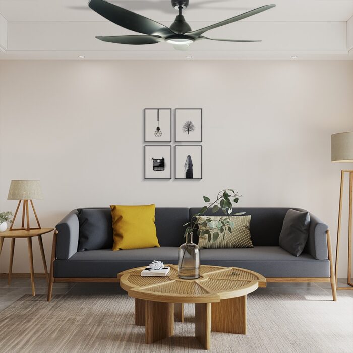 מאוורר תקרה פרימיום 60″ GREENLAND שחור כולל שלט ו- LED מובנה 24W