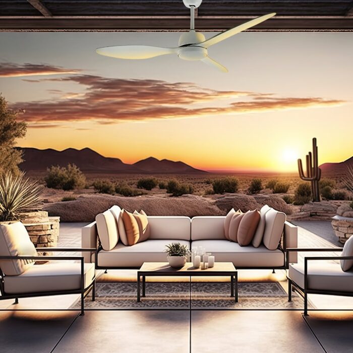 מאוורר תקרה לפרגולה 52″ Palma כולל שלט ותאורה בצבע לבן, מנוע DC