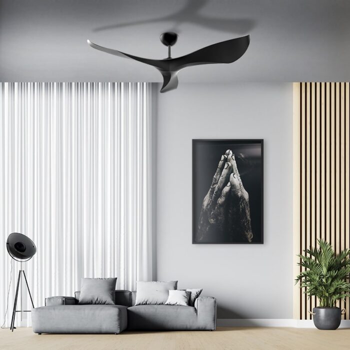 מאוורר תקרה 56″ SPAZIO שחור כולל שלט, מנוע DC