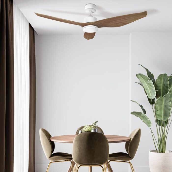 מאוורר תקרה 52″ UNO בצבע עץ טבעי כולל שלט ותאורה, מנוע DC