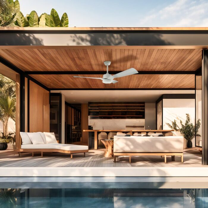 מאוורר תקרה לפרגולה 52″ Vento כולל שלט ותאורה בצבע לבן, מנוע DC