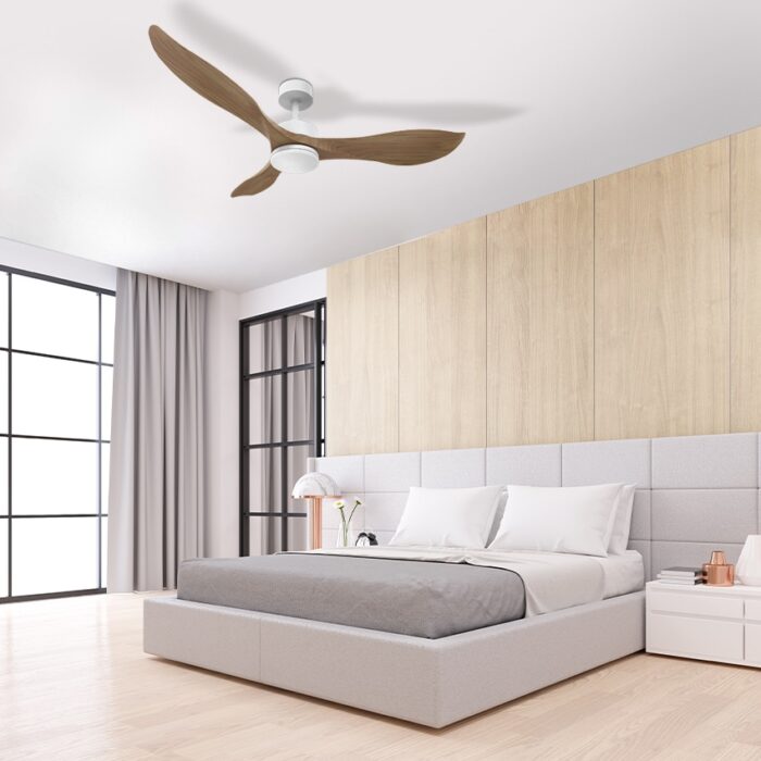 מאוורר תקרה 53″ VITA בצבע עץ כולל שלט ותאורה, מנוע DC