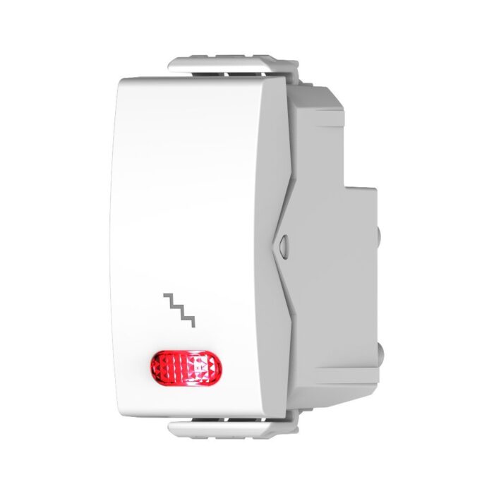לחצן מדרגות מואר ניאון אדום 1 מודול לבן ניסקו סוויץ'