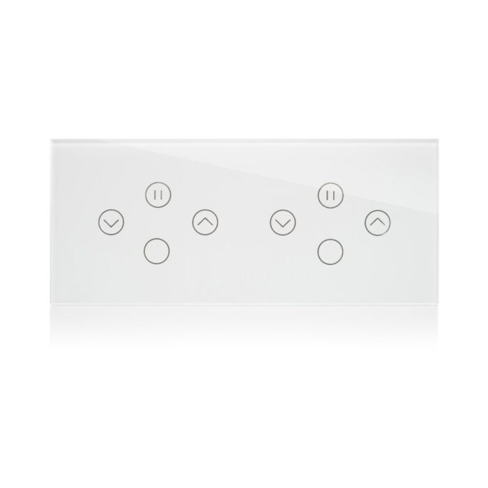 מתג חכם משולב 2 תריסים ו-2 תאורה זכוכית לבנה 6 מודול