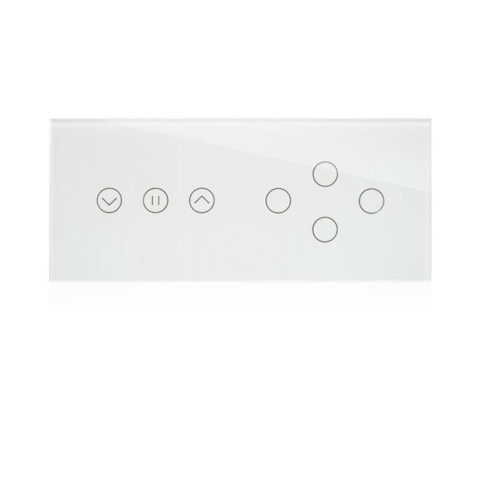 מתג חכם משולב תריס ו-4 תאורה זכוכית לבנה 6 מודול