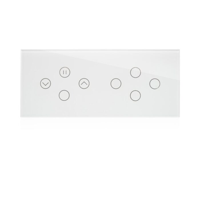 מתג חכם משולב תריס ו-5 תאורה זכוכית לבנה 6 מודול