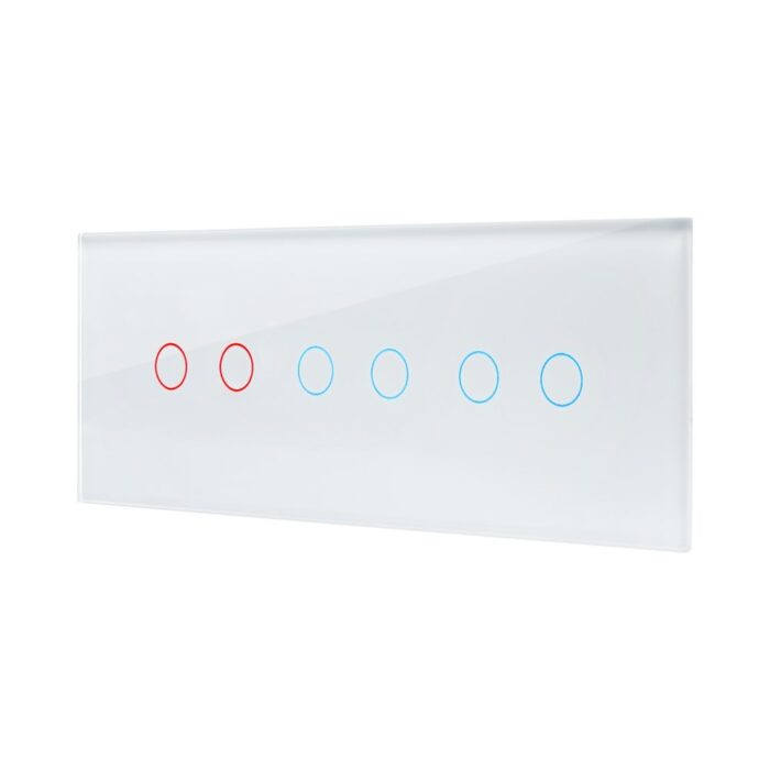 מתג חכם לתאורה / תרחיש 6 לחצנים זכוכית לבנה 6 מודול