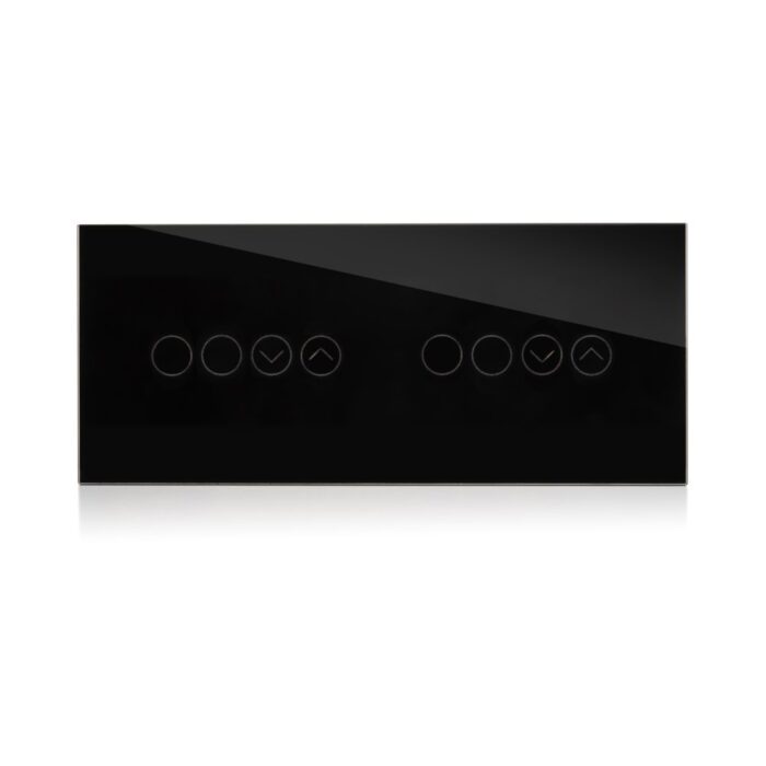 מתג חכם משולב 2 תריסים ו-4 תאורה זכוכית שחורה 6 מודול