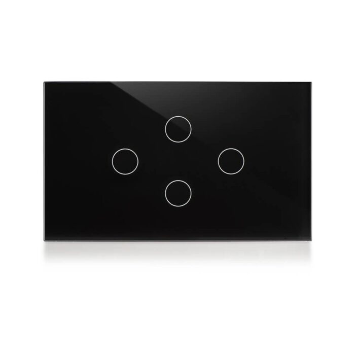 מתג חכם לתאורה / תרחיש 4 לחצנים זכוכית שחורה 3 מודול