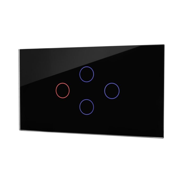 מתג טאץ' חכם לתאורה 4 לחצנים זכוכית שחורה 4 מודול WIFI