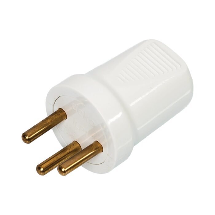 תקע ישראלי תלת פיני ישר לבן לתיול חוזר