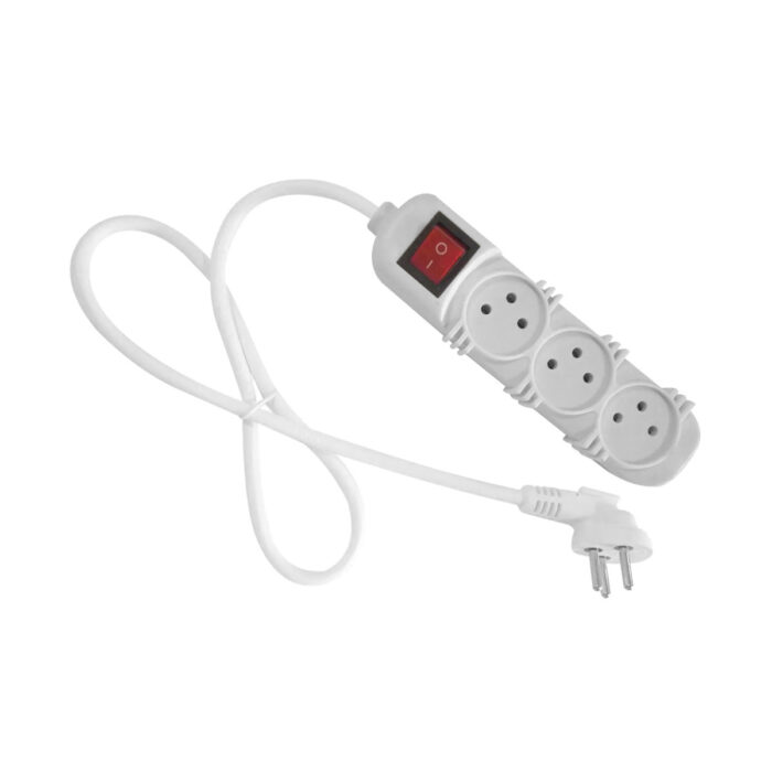 רב שקע 3 + כבל 3 מטר כולל מפסק