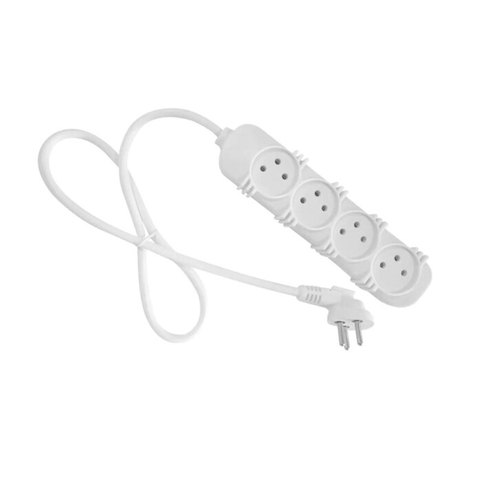 רב שקע 4 + כבל 1 מטר ללא מפסק