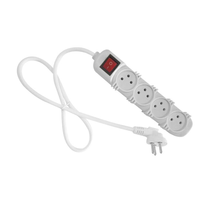 רב שקע 4 + כבל 3 מטר כולל מפסק