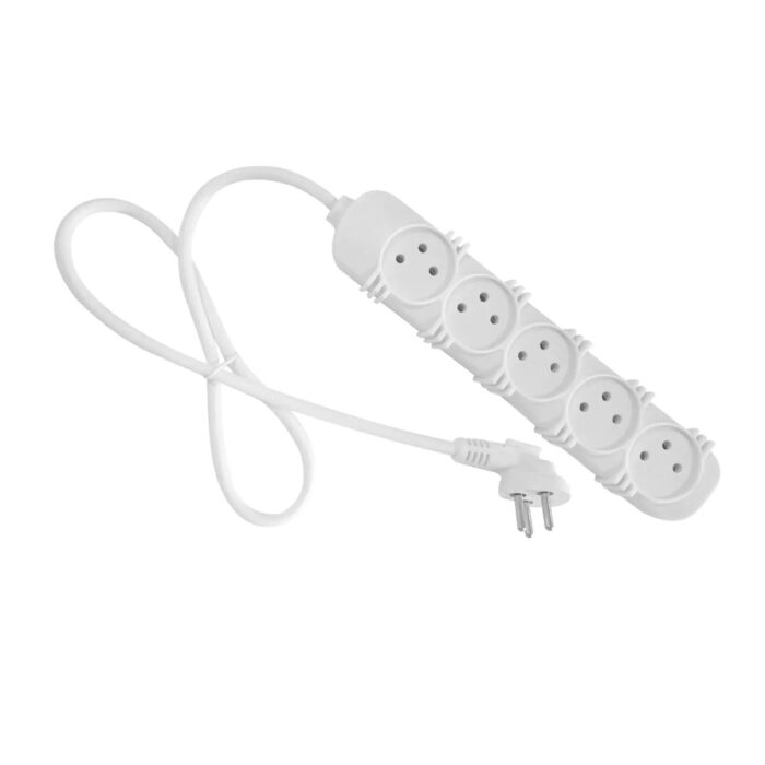 רב שקע 5 + כבל 1 מטר ללא מפסק