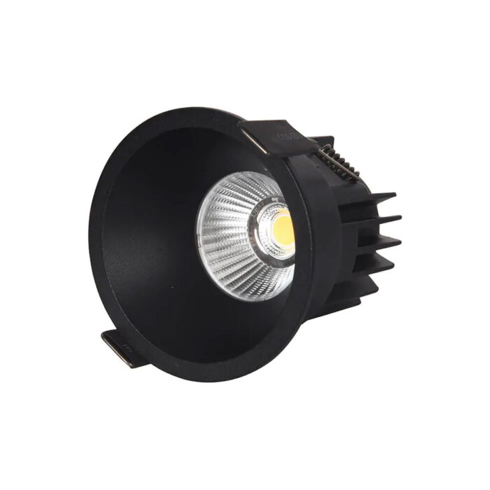 שקוע תקרה לד עגול 12W בצבע שחור קוטר 8.4 ס"מ אור חם